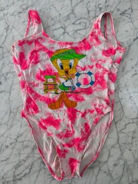 Vintage Y2K 1996 RARE Looney Toons Tweety Bird Swimsuit Size 7/8 Women’s M